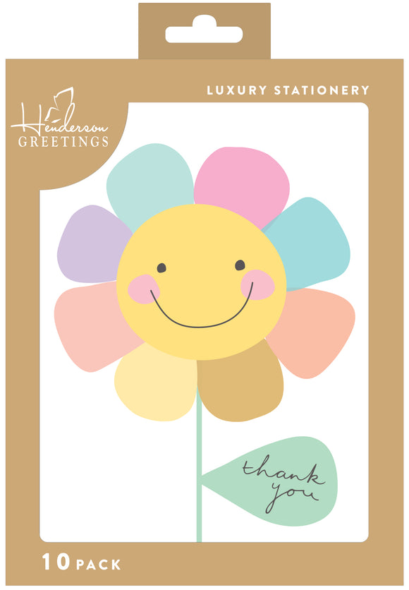 Stationery greeting cards (10 pack) - Smiley Face Flower