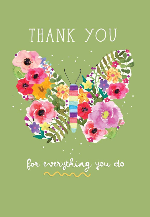Greeting Card - 'Care' Thank you Butterfly