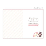 Greeting Card - Baby Girl - Teddy with Rainbow