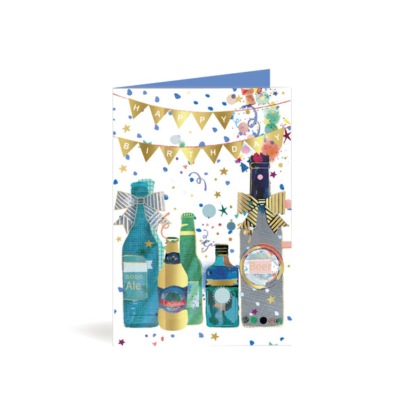 Greeting Card - Birthday - Beer Bottle and Bunting