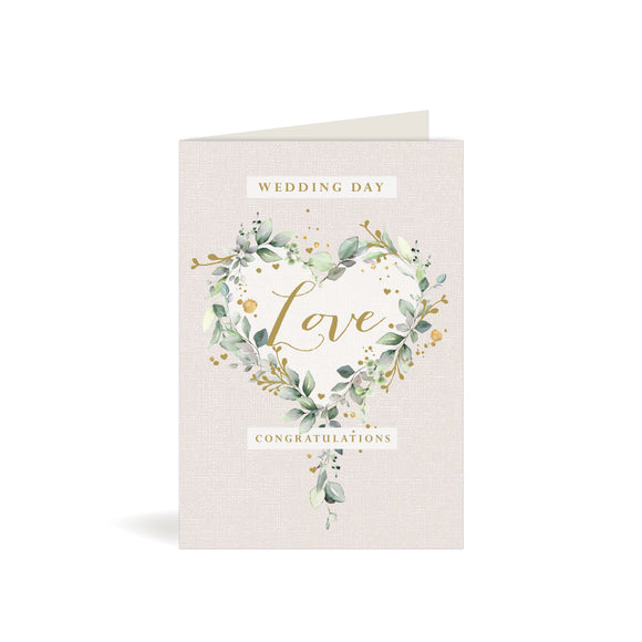 Greeting Card - Wedding Day - Eucalyptus Heart Wreath
